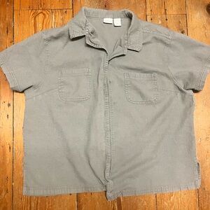 Cherokee Women's 20W Plus Size Gray Button-Up Shirt - Minimalist Office Casual